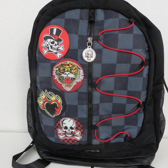 Ed Hardy Black and Red Checkered Backpack main image 8